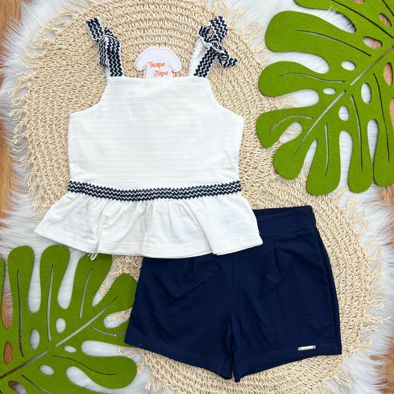 Conj. Regata Anabola e Short - Off White e Marinho